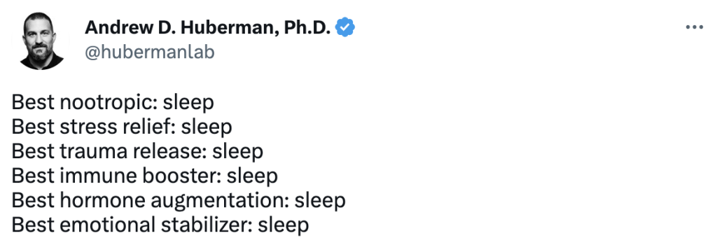 tweet on sleep by Dr. Huberman